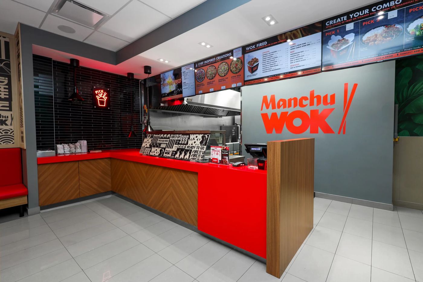 Manchu Wok standalone restaurant counter
